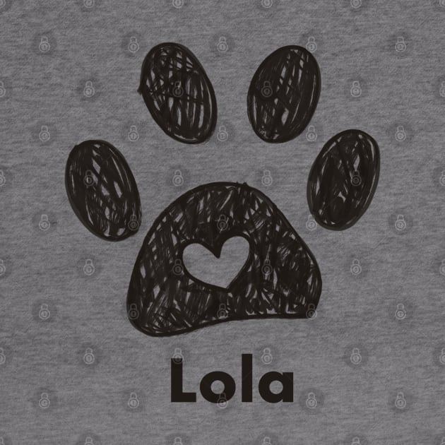 Lola name made of hand drawn paw prints by GULSENGUNEL